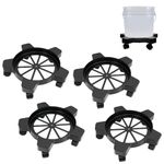 CNQLIS 5 Gallon Bucket Dolly with 5 Smooth-Rolling Swivel Casters,75 lbs,No Tip or Spilling for 5 Gallon Bucket and Flowerpot,11" Inside Diameter，Black （4Pcs）