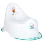 Peppa Pig Teal Potty – High‑Back Toddler Potty with Handles, Non‑Slip Feet & Front Splash Guard, Lightweight & Easy‑Clean Hygienic Plastic, Portable, for Ages 18M+, Max Weight 40kg