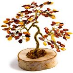 Hand Made Genuine Baltic Amber Tree, Home Decor, Gemstone Tree of Life (Large-About 5.12' Tall), Matte Or Clear Cognac, Champagne, Honey, Sand Or Cherry