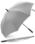 ANYCHO 60 Inch Big Umbrella for Man, Auto Open Golf Umbrella Inclued Cover, Windproof and Waterproof Large Size Umbrella for Men, Women and Family (Grey)