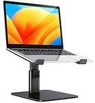 Babacom Laptop Stand for Desk, 8 Adjustable Height Aluminum Laptop Riser, Ergonomic Computer Stand Sit to Stand Laptop Cooling Pads Compatible with MacBook, Air, Pro and More 10"-16" Notebooks-Black