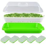 5 Pack Seed Sprouter Tray with Cover and Seedling Paper, Double Layer Sprouting Kit, Starting Tray for Wheatgrass and Cat Grass, Soil-Free Seed Germination Tray, Healthy Grower and Storage Trays