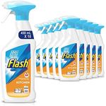 Flash Kitchen Cleaner Spray, 4.5 Litres (450 ml x 10), Surface Cleaner & Grease Remover, Streak-Free Shine, Fresh Citrus Scent