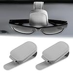 2 Packs Magnetic Sunglasses Holder for Car Visor, Sturdy Sun Visor Sunglasses Holder Clip Leather Car Sunglass Hanger Glass Mount Automotive Interior Accessories for All Eyeglasses (Gray)