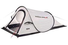 High Peak Campo 2 Pop Up 2 Person Festival Tent with Tub Base Super Lightweight Quick Release Pop Up Tent 1500mm Waterproof UV 60 Sun Protection Ventilation System Mosquito Protection