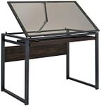 Coaster Furniture Pantano Glass Top Dark Gunmetal and Chestnut Drafting Desk 805571