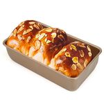 Cayanmydery 2Lb Bread Baking Loaf Pan Truly Nonstick Toast Mold, Classic Nonstick Bakeware Loaf Pan, Champagne