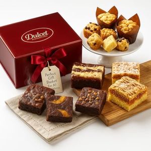 Dulcet Gift Basket Deluxe Gourmet Food Gift Basket, Cakes for Delivery for Families Men and Women: Includes Assorted Brownies, Crumb Cakes Rugelah, and Muffins. Great gift idea!