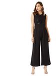 Miss Chase Women's Halter Neck Sleeveless Solid Wide Leg Sequin Paneled Regular Length Jumpsuit (MCAW19D04-23-62-02,Black,XS)