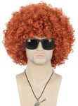 VGbeaty Adult Unisex 60s 70s 80s Short Orange Curly Afro Synthetic Disco Rocker Hippies Hair California Halloween Cosplay Anime Costume Wig (Orange)