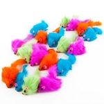 HDP Rainbow Plush Rattling Mice cat toy Size:Pack of 12