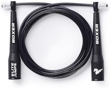 EliteSRS Boxer Jump Rope 3.0 - Fitness Training Rope - 10 Foot Outdoor Rated 5mm PVC Cord - Smooth Action Polymer Handles with Ergonomic Slip-Resistant Dimpled Grips - Snap-Locks for Quick Sizing