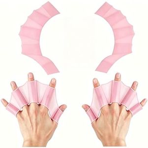 Silicone Swimming Gloves for Men & Women - Webbed Swim Gloves for Resistance Training, Aquatic Fitness, Snorkeling & Pool Exercise - Enhanced Grip & Strength Training (Pink)