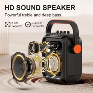 JYX Portable Karaoke Machine – Bluetooth Speaker with 2 Wireless Mics, SD/USB/AUX, Bass & Treble, Remote, Shoulder Strap