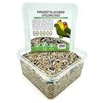 Premium Parakeet & Lovebird Lifelong Formula Bird Food Seed Mix Natural & Healthy Treats Snacks Gourmet Choice 2.4L Resealable Tub 1.6KG