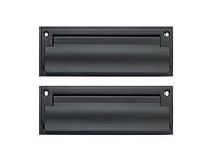 QCAA Solid Brass Mail Slot, with Solid Brass Interior Frame and Solid Brass Back Plate, 8-7/8''X2-7/8", Matte Black, 1 Pack, Made in Taiwan