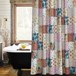 KGORGE Patchwork Design Blooming Splicing Flowers Print Paisley Pattern Bathroom Curtains for Shower Curtains Shabby Chic Cottage Vintage Style