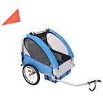 vidaXL Children's Bicycle Trailer Children's Trailer Bicycle Transport Jogger for 1 or 2 Children Grey Blue 30 kg