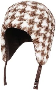 CLAPE Reversible Russian Hat Winter Trooper Ushanka Ear Flaps Cap Hat Fur Aviator Trapper Hats Hunting Cap, Coffee Houndstooth