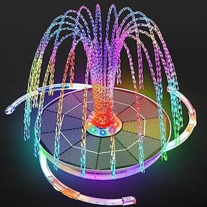 AISITIN Fontaine solaire LED 6,5 W avec barre de support réglable - Pompe de bassin solaire colorée - Batterie intégrée avec LED double face - Fontaine solaire ronde pour bain d'oiseaux, bassin de