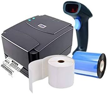 TSC TTP 244 Pro Barcode Monochrome Printer and LS450 1D Scanner with One Label Roll and One Wax Ribbon Free, Black