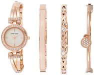 Anne Klein Women's Premium Crystal Accented Bangle Watch and Bracelet Set, AK/2238, Rose Gold/Pink, AK/2238RGST