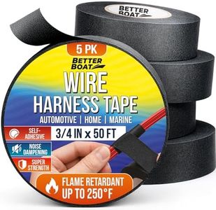 5PK Wire Harness Tape Heat Resistant Tape for Wire Loom Fabric Tape Wire Wrap Hight Temperature Tape Cloth Electrical Tape for Wiring Harness Tape 3/4" x 50 Feet Marine and Felt Automotive Wire Tape