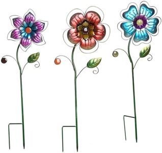Garden Stake Outdoor Plant Pick Cute Metal Flower Stick Art Ornament Decor Lawn Yard Patio,3 Set