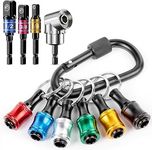 Katerk Bit Holder Key chain Gadgets for Men - 1/4 Drill Bit Holder 6Pcs, w/Drill Socket Adapter 3 Sizes 1/4" 3/8" 1/2", w/ 105° Multifunction Right Angle Drill, 10Pcs Cool Gifts Electrician Tools