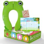 Frankie Frog Folding Toilet Seat for Toddlers Bundled with Toilet Training Reward Chart | Portable Potty for Toddlers, Toddler Travel Toilet Seat, Fold Up Toilet Seat for Toddler