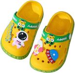 JUXI Toddler Clogs Girls Boys Clogs Garden Shoes Cartoon Slides Toddler Sandals Beach Kids Slippers, Yellow, 8 Toddler