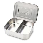 Lunchbots Duo Stainless Steel Food Container - Two Section Design Perfect for Half of a Sandwich and a Side or for Use as a Snack Box - Eco-Friendly, Dishwasher Safe and BPA-Free - All Stainless