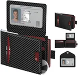 Wallet for Men with Stealth Pocket for Airtag: Leather Wallet with 3 in 1 Design, Removable ID Window, RFID Blocking, 17 Card Capacity, Slim, Carbon Fiber, Bill Divider, Front Wallet with Gift Box