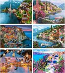 6 Packs Paint by Number for Adults,DIY Seaside City Landscape Paint by Numbers Kits for Adults Beginners,Watercolor Oil Painting Craft Art for Gift and Home Wall Decor 12X16Inch