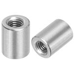 sourcing map 5Pcs M6 Round Connector Nuts, 304 Stainless Steel Coupling Nut 15mm/0.6" Length Sleeve Rod Bar Stud Nut for Bracket, M6x15x10mm