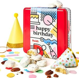 David’s Cookies Happy Birthday Gift for Everyone – 1Lb Butter Pecan Meltaways Cookies with Crunchy Pecans and Powdered Sugar – Premium Fresh Ingredients – Comes with a Lovely Birthday Themed Tin