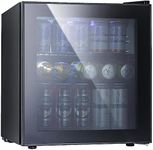 Antarctic Star 1.6cu.ft Wine Cooler/Cabinet Beverage Refigerator Small Wine Cellar Soda Beer Counter Top Bar Fridge Quiet Operation Compressor Freestanding Door Black Glass