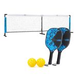 Baseline | Pickleball Complete Set, Premium Wooden 2 Pickleball Paddles, Ball, and Net Set, Outdoor Garden Wooden Toys