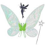 Fairy Wings, Fairy Wings for Adult Women Kids Girls Butterfly Wings Dress Up Fairy Angel Princess Set for Halloween Birthday Christmas Themed Party (Green)