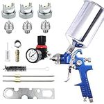 Professional HVLP Spray Gun Kit: Gravity Feed Spray Gun with 1.4mm 1.7mm 2.5mm Nozzles, Air Spray Gun with 1000cc Aluminum Cup & Gauge, Paint Sprayer Gun for Painting, Primer, Clear/Top Coat