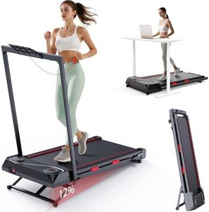 Foldable Treadmill Walking Pad with Auto Incline, 6-Level 12% Portable Under Desk Treadmill for Home Office, 2 in 1 330lbs Capacity Heavy Duty with Handle Bar, 2.5HP Quiet, Upright Space-Saving