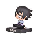 AUGEN Super Hero Sasuke Uchiha Action Figure Limited Edition Bobblehead with Mobile Holder for Car Dashboard, Office Desk & Study Table (Pack of 1), Plastic