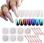 Pearl Nail Powder,7 Colors,Pearl Nails Powder Aurora Mica Powder for Resin Set, Metallic Nail Powder Mirror Multi-Chrome Powder Iridescent Nails Powder Manicure Pigment