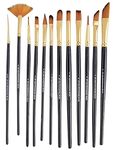 Kabeer Art Synthetic Hair Paintbrush Set of 12 pc for Watercolor and Acrylic Painting beige