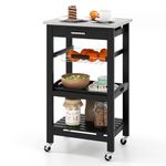 COSTWAY 4-Tier Rolling Trolley Cart, Mobile Utility Storage Organiser Shelves with Lock Wheels, Drawer, Tray and Basket, Multi-Purpose Serving Cart for Kitchen Restaurant Dining Room (Black)