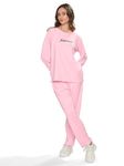 WEET Women's Full Sleeves Track Suit (S, Pink)