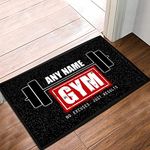 Personalised Gym/weights room dumbell home gym - Door mat 60 x 40cm, non slip base mat (Red), gym equipment, home gym accessories