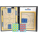 UN UNITEDTIME Basketball Coaching Board,Colorful Folding PU Tactical Coaching Two Sides with Full & Half Court Feature,Display Plate,with a Write Wipe 2-in-1 Pen (Basketball)