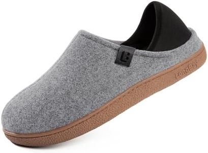 LongBay Men's Wool-Like Felt Slippers Convertible House Shoes with Removable Insole Non-Slip Indoor Outdoor Grey, 10/UK