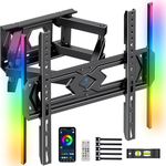 PERLESMITH TV Wall Bracket with LED Lights for 25-70" TVs up to 45kg, Full Motion Dual Arm TV Wall Mount with Swivel Tilt Extend, TV Backlights with Music Sync, Max VESA 400x400mm